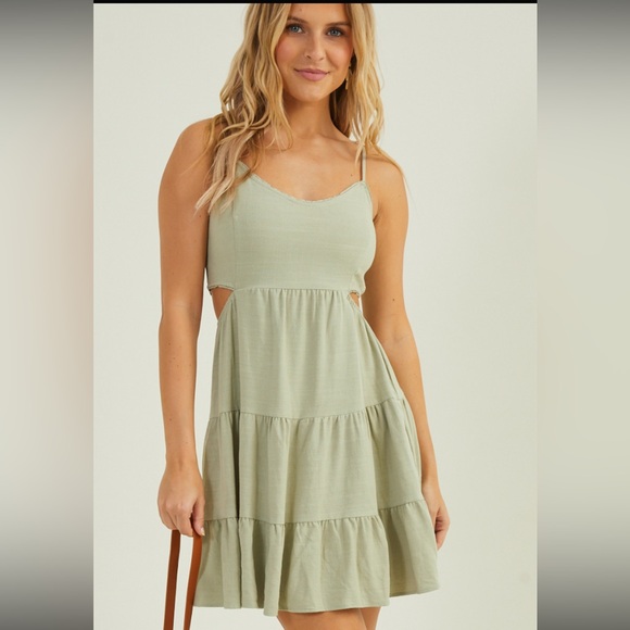 Altar'd State Sage Green Midi Cutout Dress - Picture 2 of 10
